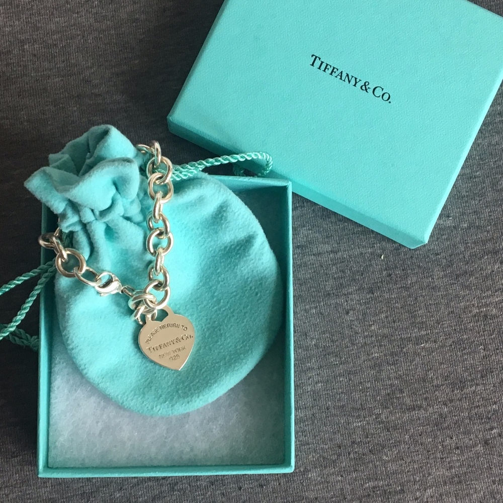 Tiffany sterling silver heart tag charm bracelet